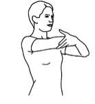 Sitting and leaning forward, cradle the operated arm and lift it forwards.