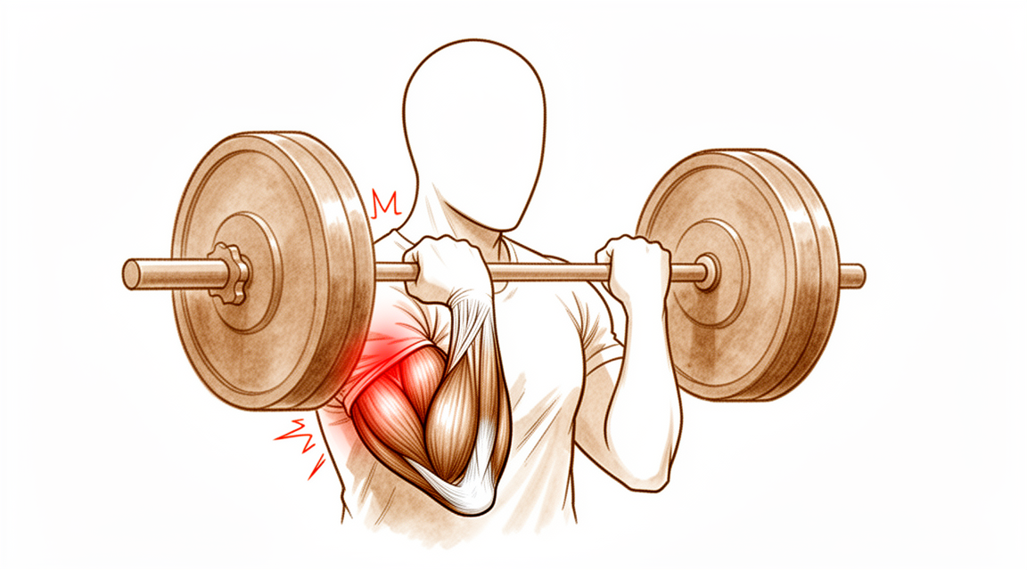 Illustration of the distal biceps tendon re-attached to the radial tuberosity at the elbow with a cortical button.