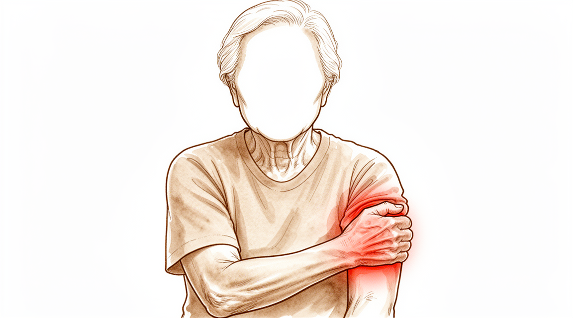 Illustration of the elbow joint showing the bony surfaces and capsule that can become stiff and tight.