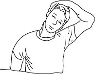 Tilt the ear towards the opposite shoulder using the other hand.