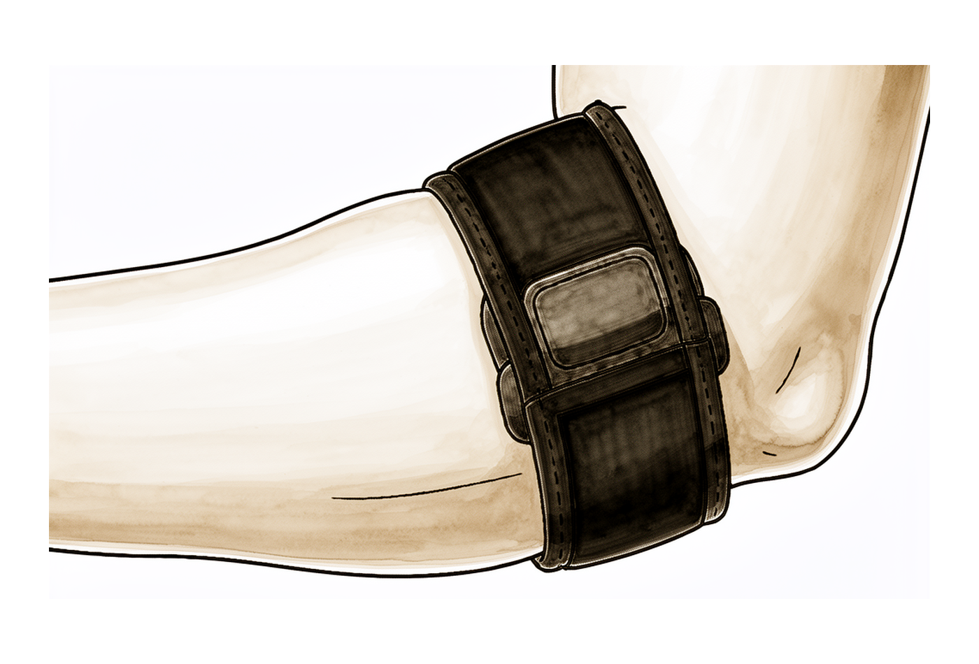 A strap worn around the forearm, just below the elbow, over the bulk of the forearm muscles.