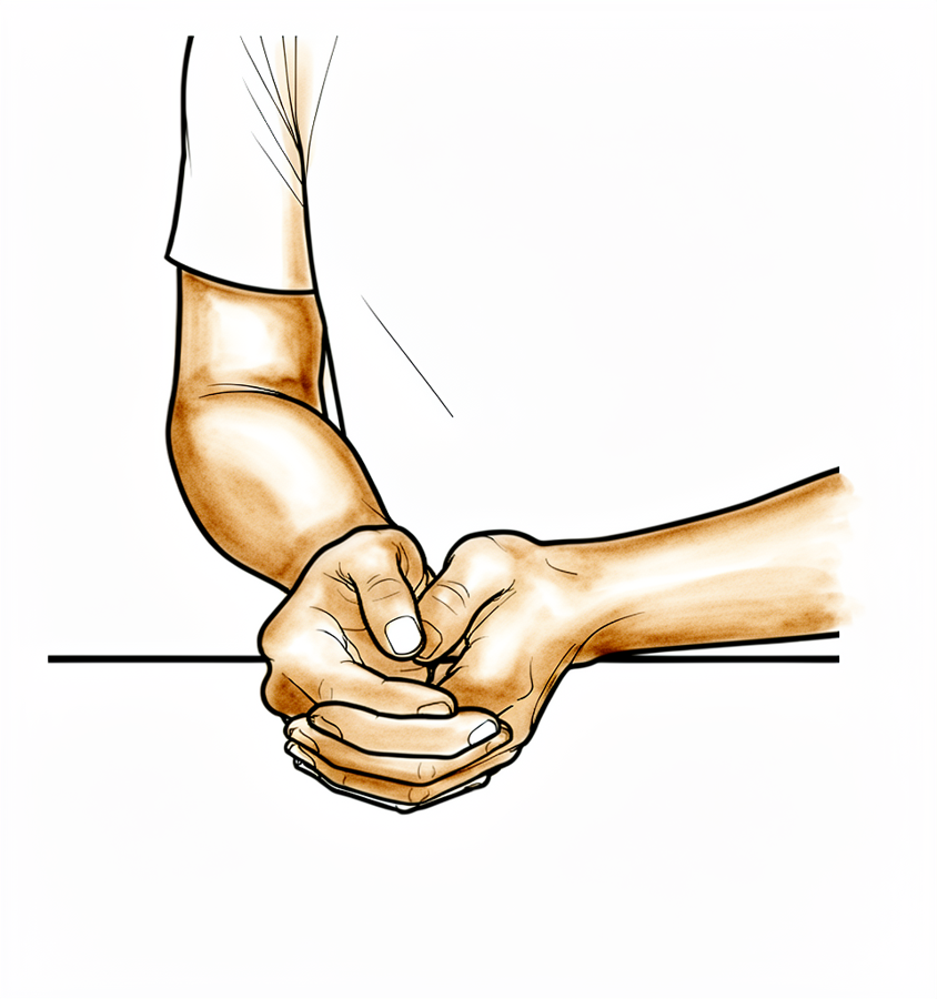 Move the arm from the sling position to pointing straight ahead, no further.