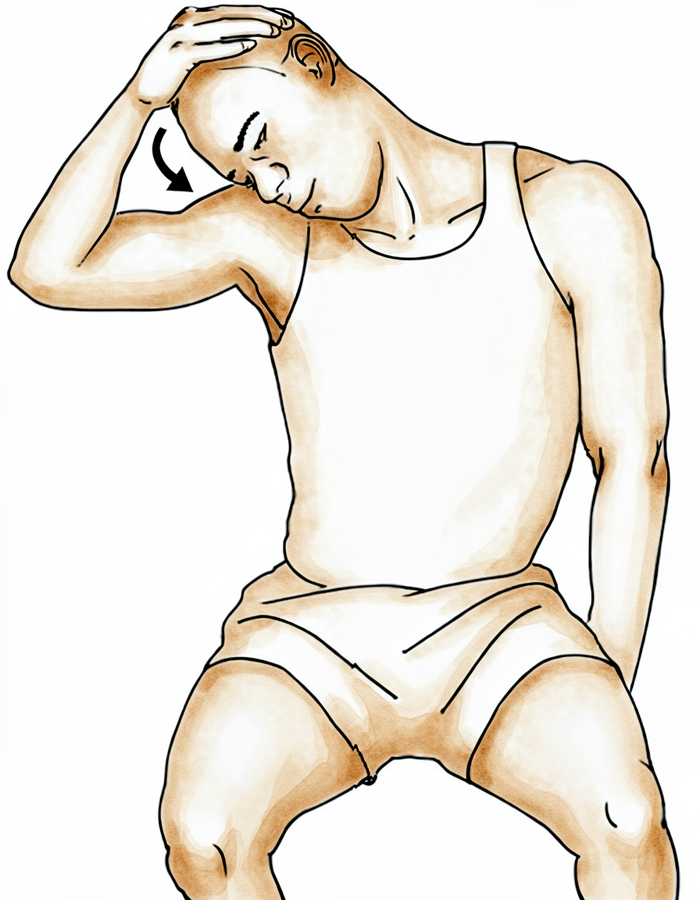 Bring the nose down towards the armpit, away from the operated side.
