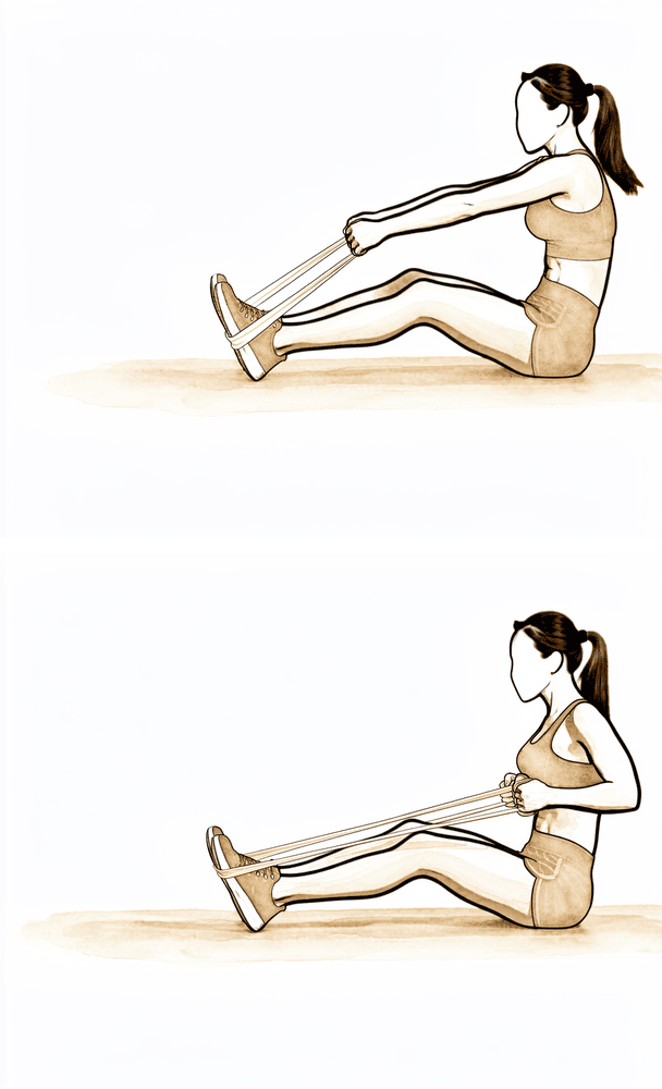 Pressing the hand down and back against a fixed surface to set the shoulder blade down and in.