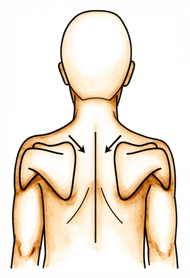 Squeeze the shoulder blades downwards and together.