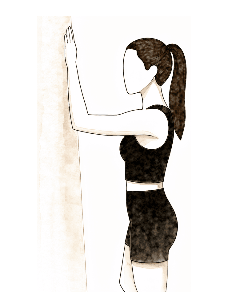Gently tightening the muscle on the back of the upper arm to help straighten the elbow, without forcing movement.