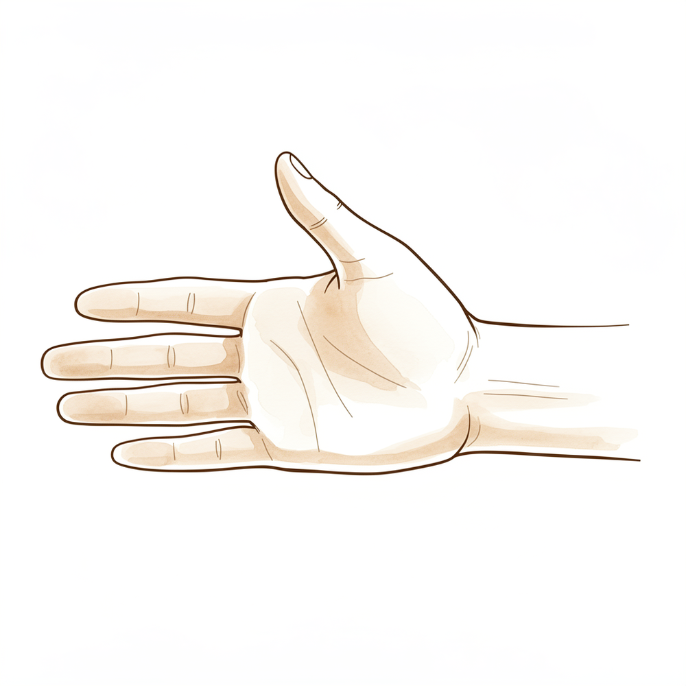Gently opening up the soft web of skin between the thumb and index finger to keep it supple.